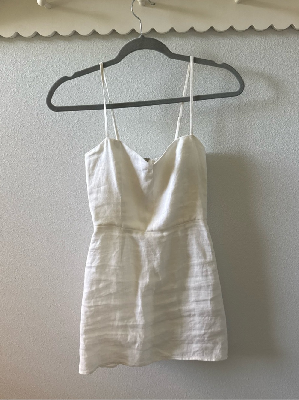 Reformation White Linen Spaghetti Strap Mini Dress
